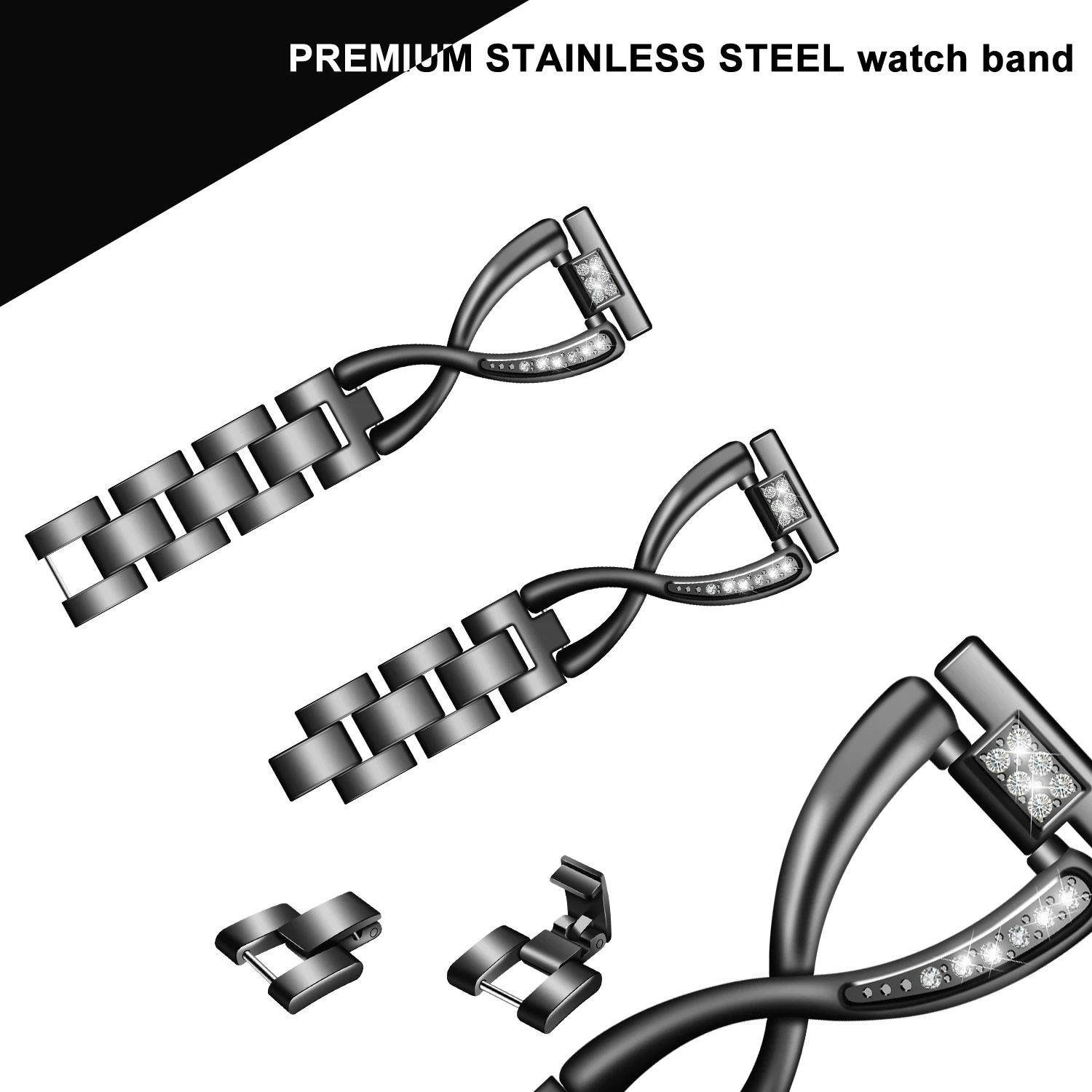 

22mm Metallic Stainless Steel Women's Watchband For Amazfit Stratos Pace 2/2S/1 Replacement strap Retro refined Ms bracelet