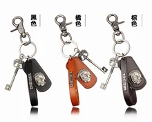 Cool Rock Leather Key Chain Keychains Lobster Clasp Genuine Leather Keychains 2016 Metal Men Key Chain Charm Key Holder Ring