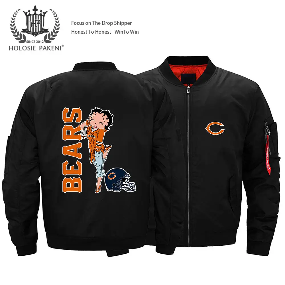Прямая доставка США Размеры BearsThick Курточка бомбер Для мужчин Чикаго уличная полета ма-1 пальто куртки Индивидуальные Логотип Дизайн