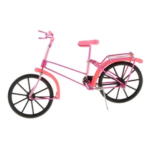 1:10 modelo de bicicleta de fundición a presión Vintage artesanal bicicleta decorativa de juguete rosa