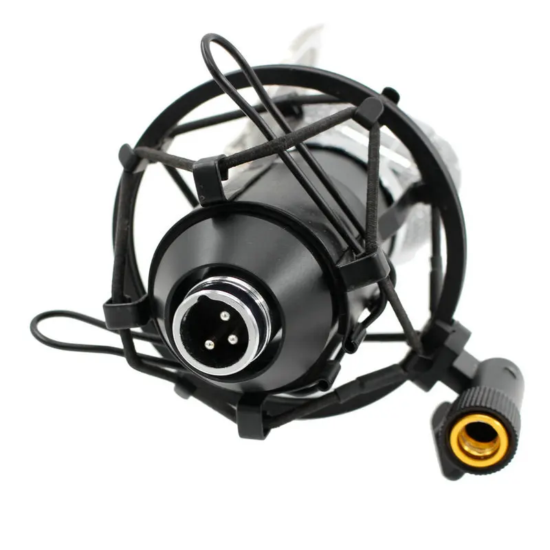 condensador gravação de som microfone com suporte e placa de som