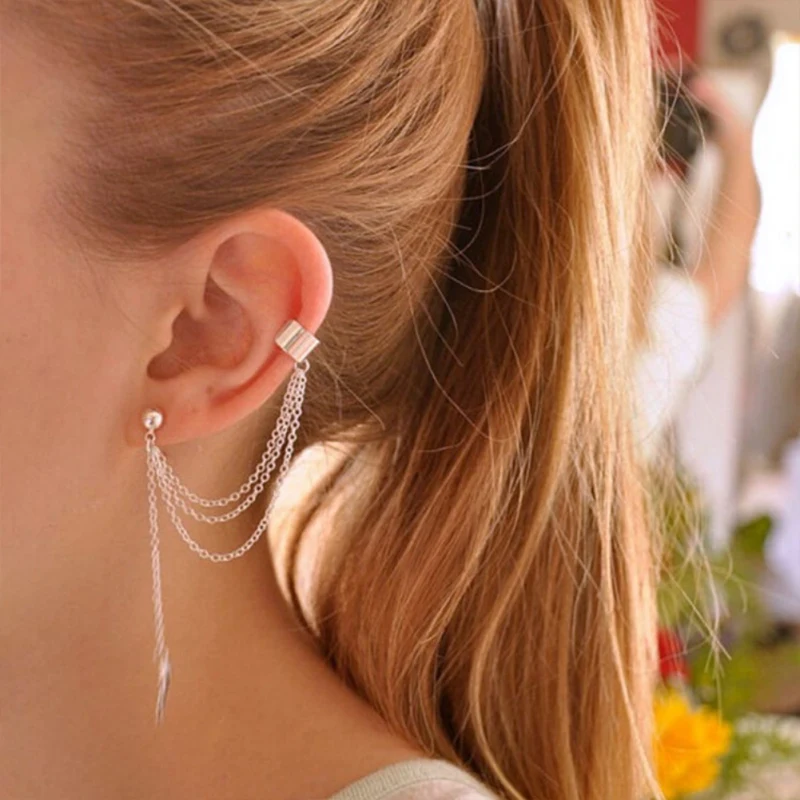 

Gold Color Earrings For Women Bohemia Jewelry 2018 Fashion Alloy Leaves Tassel Ear Cuff Clip Earrings From India 7472