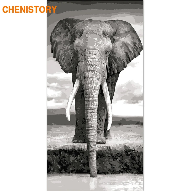 CHENISTORY DIY картина по номерам в рамке слон Современная Настенная живопись на холсте