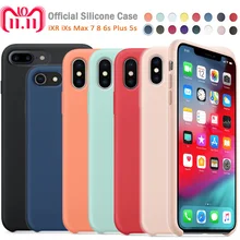 

Official Original Silicone Case For iphone 7 7 Plus X XR Case Liquid Have LOGO for Apple iPhone XS Max 8 5s 6 6S Plus Cover