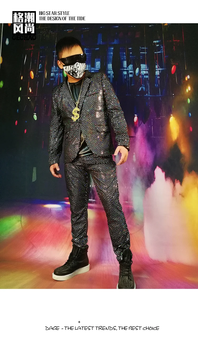 M-6XL! Супер Блестящий серебряный горошек Прохладный роскошный костюм ночной клуб сценический для певца DS DJ костюм парикмахер костюм