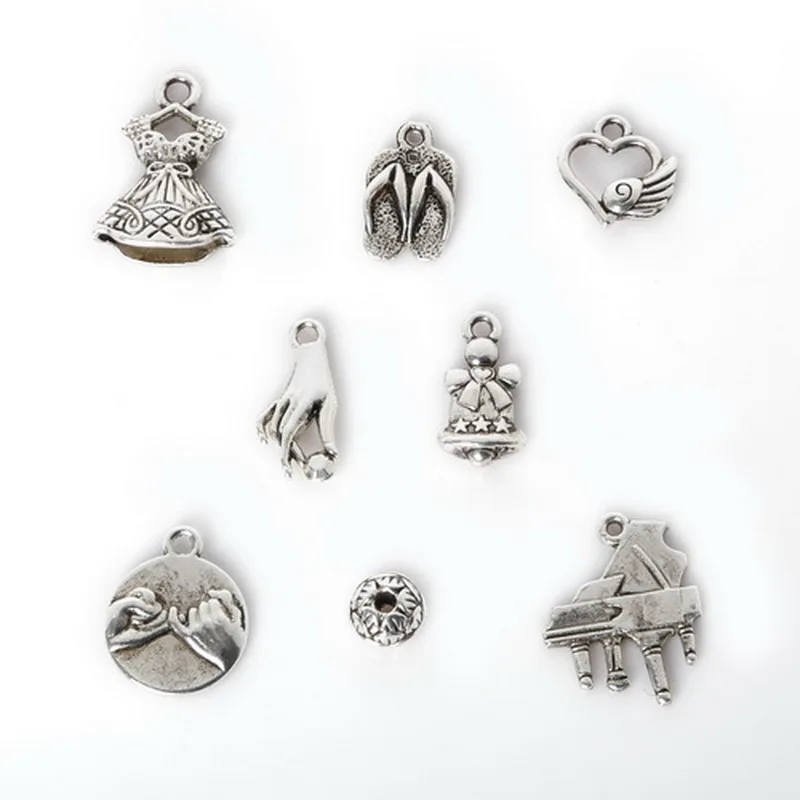 Hot Sale 86pcs Ferramentas De Uso Dom stico Misturado 8 Tipos Sliver Encantos Pingente Fit Para 
