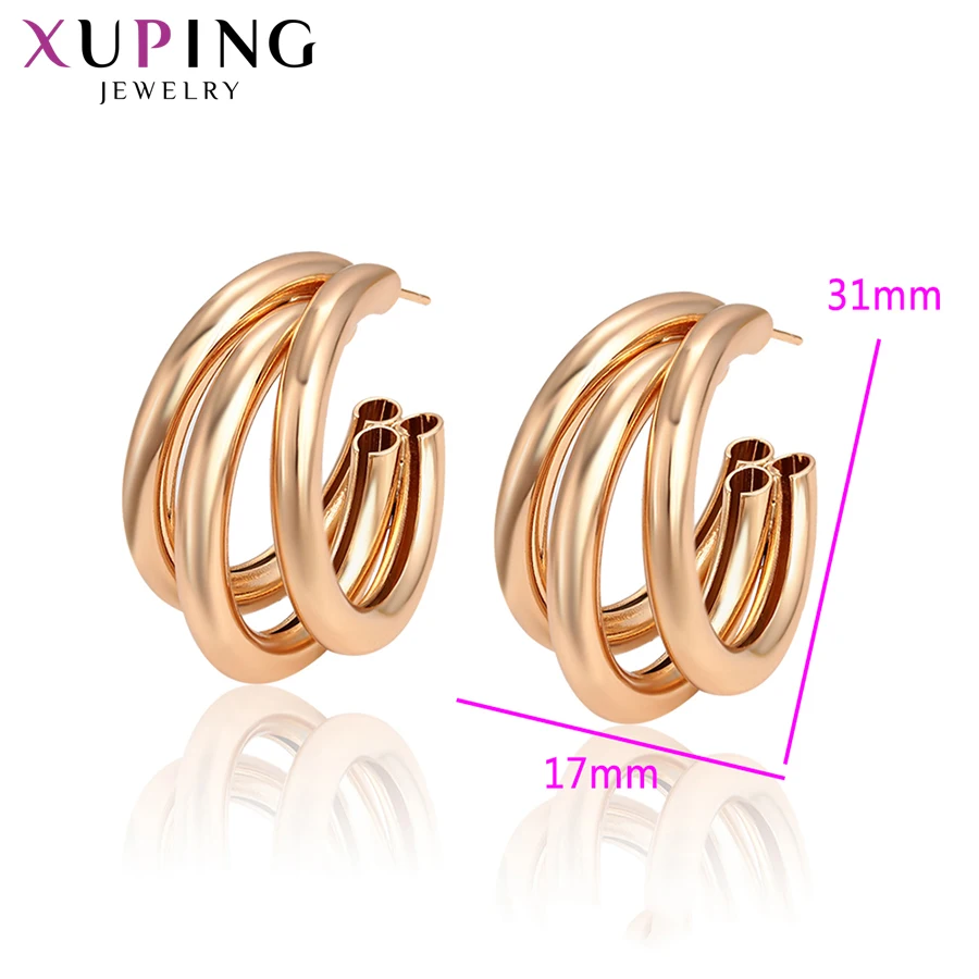 Xuping Exquisite Jewelry Temperament Colorful Gold-color Plated Hoops Earrings for Women Christmas Lovely Gifts S201-98850