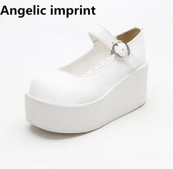 Chica Princesa Mori Partido Mujer Lolita Impresión Blanco 34 Bombas Angelical Altos Señora Cuñas Tacones 47 Zapatos Plataforma Cosplay Vestido q1OwZt