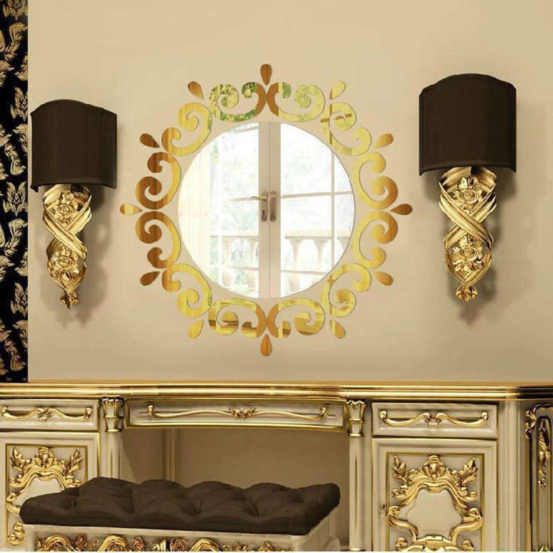 ZGTGLAD 1 مجموعة 3D الذهب الفضة مرآة الجدار ملصق الفن DIY المنزل الديكور غرفة صائق جدارية ديكور