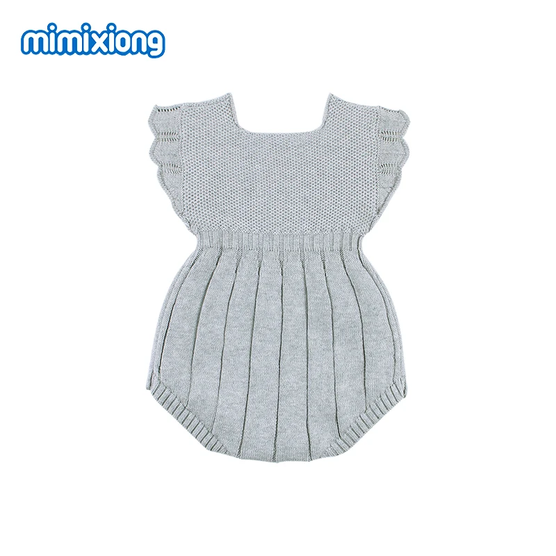 Baby Bodysuits Fashion Solid Color Newborns Girl Knitted Clothes Grey Sleeveless Infant Bebes Onesie Tops Toddler Kids Jumpsuits