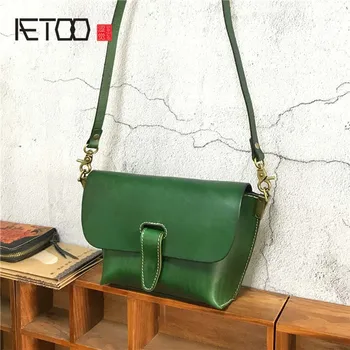 

AETOO Vegetable eucalyptus cream retro casual women bag hand-wipe color leather women's portable briefcase
