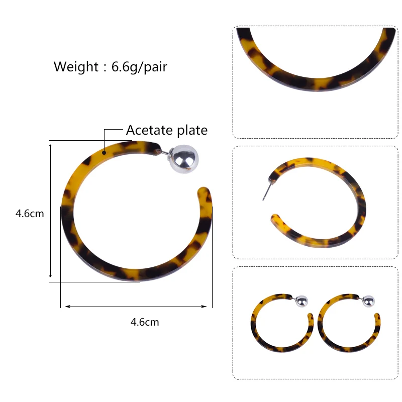 Trendy Dangle Acrylic Fashion Earrings for Women 2018 New Statement Big Circle Geometric Resin Dangling Earring Metal Jewelry (6)