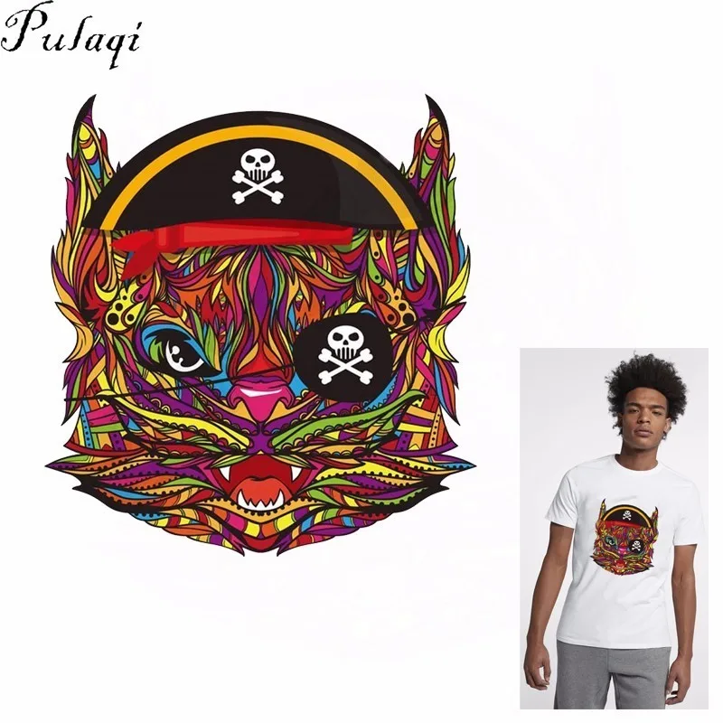 Pulaqi Cartoon Animal Patches Iron On Heat Transfer Vinly For T-shirt Clothing Pirate Owl A-level Washable Decor E | Дом и сад