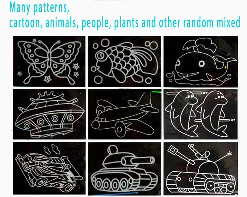 10 шт. 13x9,8 см бумага для скретч Арта Волшебная бумага для рисования с палочкой для рисования для детских игрушек красочные игрушки для рисования