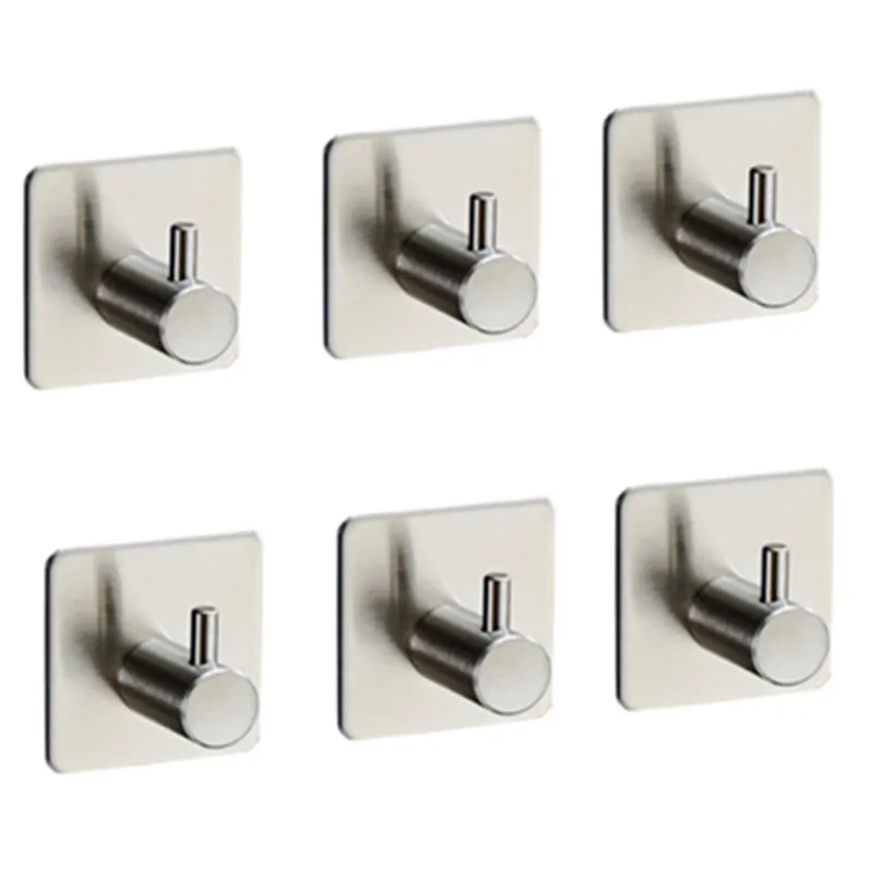 

304 Stainless Steel Self Adhesive Bath Robe Towel Hook 6pcs set Brushed Nickel