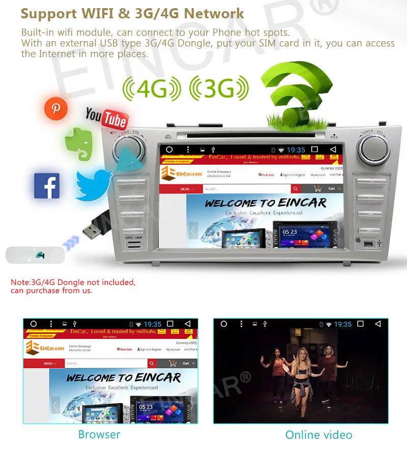 Best Android6.0 OS 8" Car DVD Player Radio Stereo GPS Wifi for Toyota Camry 2007-2012 11