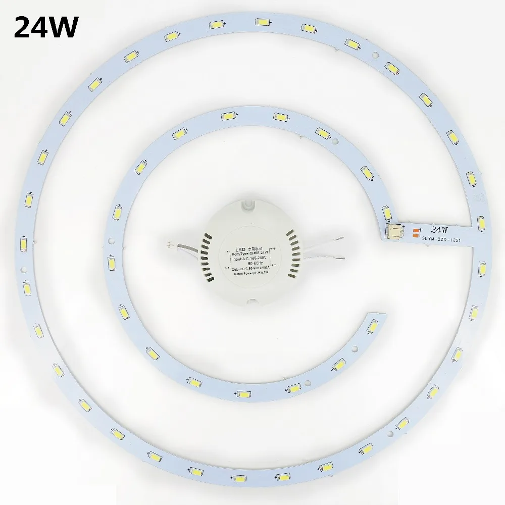 10 Вт, 12 Вт, 15 Вт, 18 Вт, 20 Вт, 24 Вт, потолочный светильник, светодиодный, кольцевая панель, круглые огни, 180 В-265 В переменного тока, SMD 5630, потолочная панель, круглая лампа