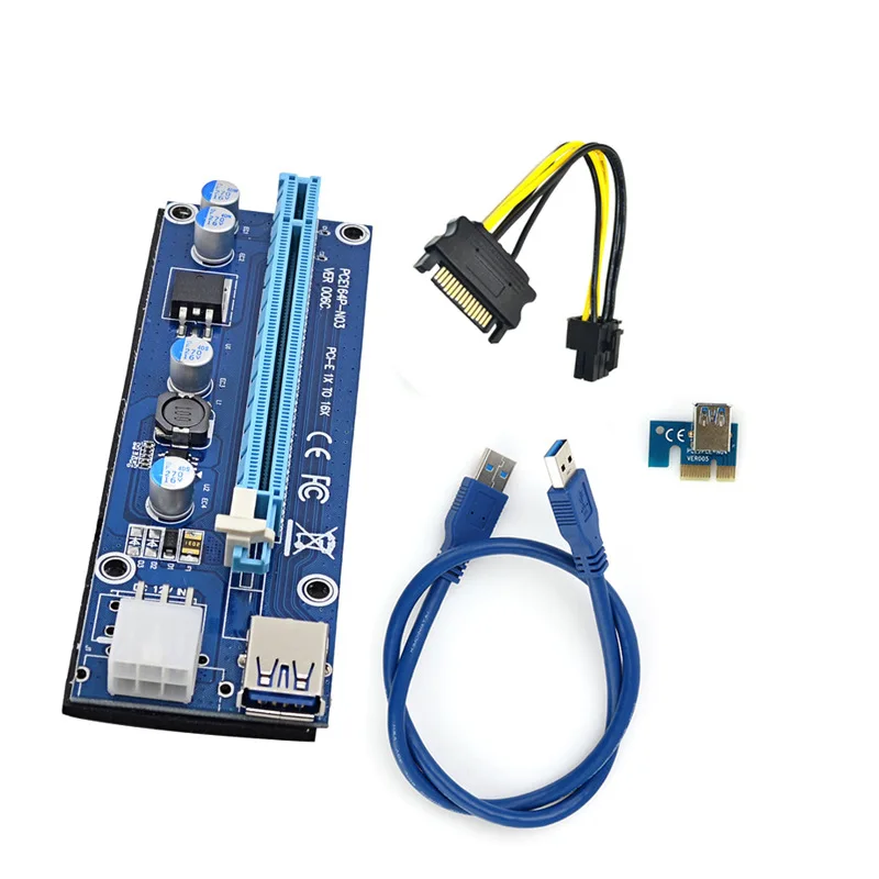 LOT USB 3.0 PCI-E Express 1x To 16x Extender Riser Card Adapter Power