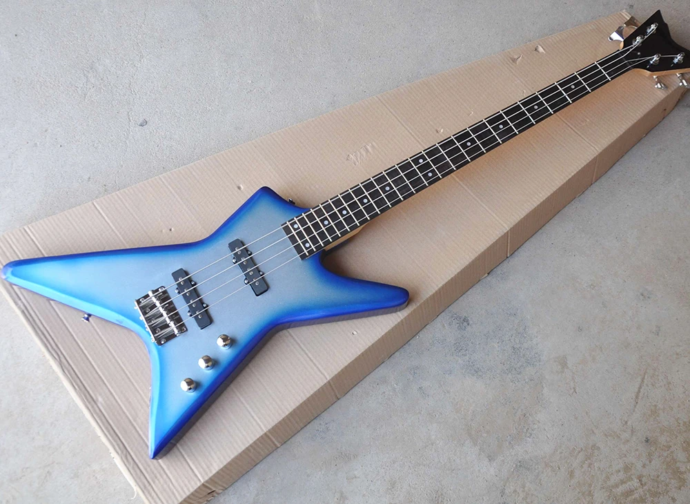 

Factory Custom 4 Strings Metallc Blue Electric Bass Guitar with Rosewood Fretboard,Chrome Hardwares,offering customized services