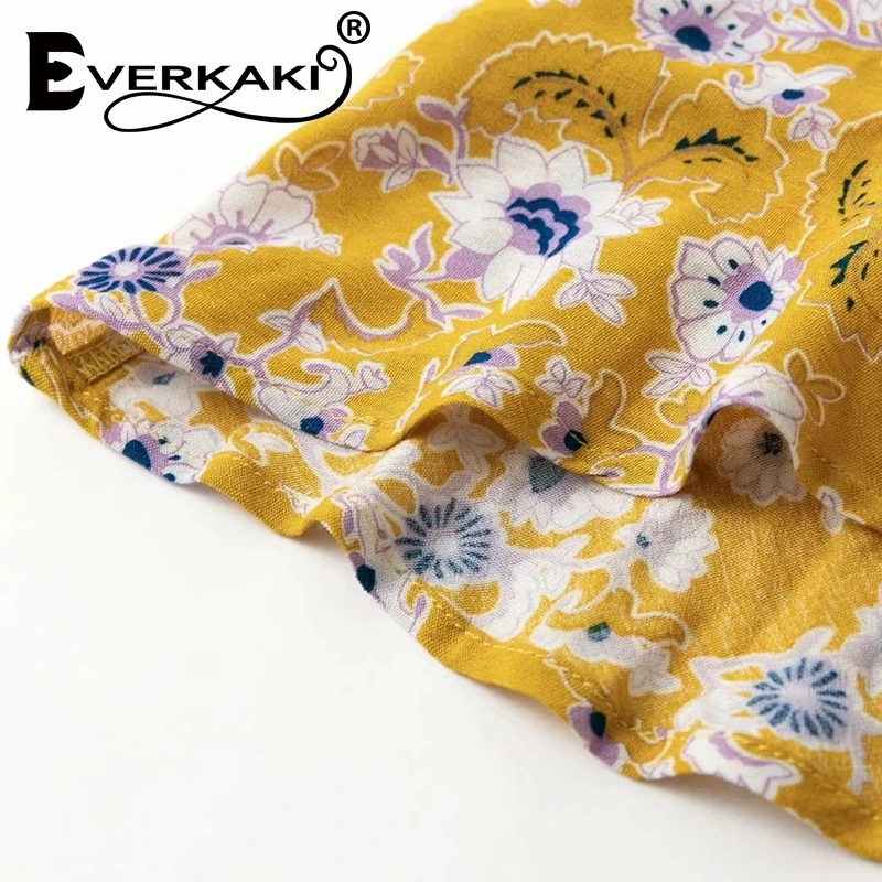 Everkaki Длинная желтая пляжная богемная Женская юбка с разрезом и рюшами лето 2019