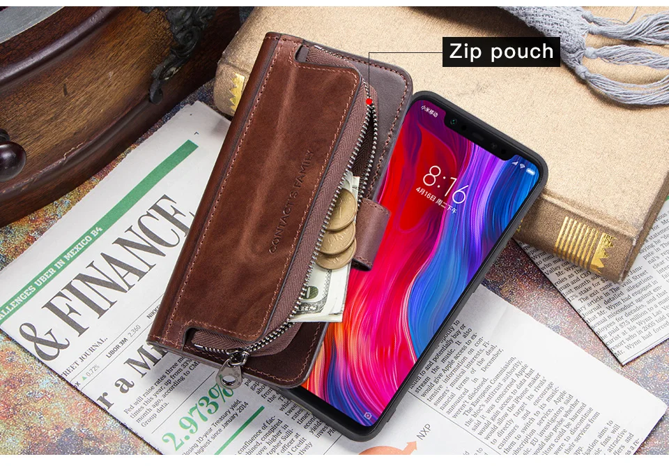 case for xiaomi Genuine Leather Wallet Flip Case For Xiaomi 8 Case Vintage Leather Card Slot Cover coque For mi8 mi 8 Phone for Xiaomi phone cases for xiaomi