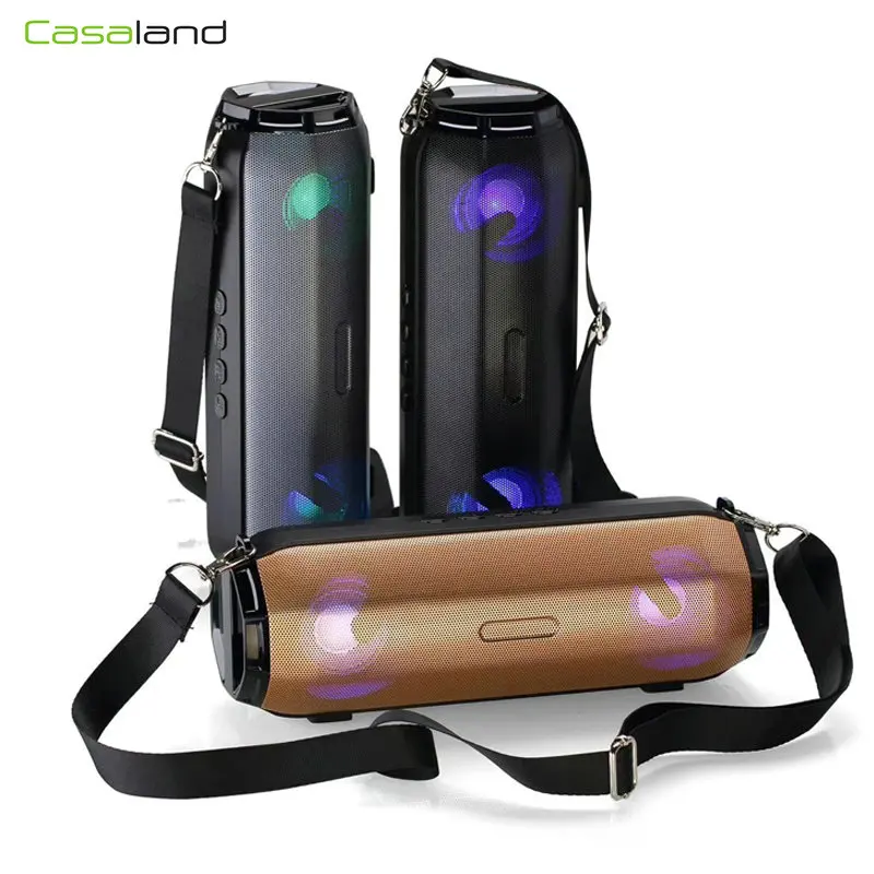 

Casaland Portable Strap-on Bluetooth Speaker Outdoor Wireless Loudspeaker Stereo Music surround Column Subwoofer with led light