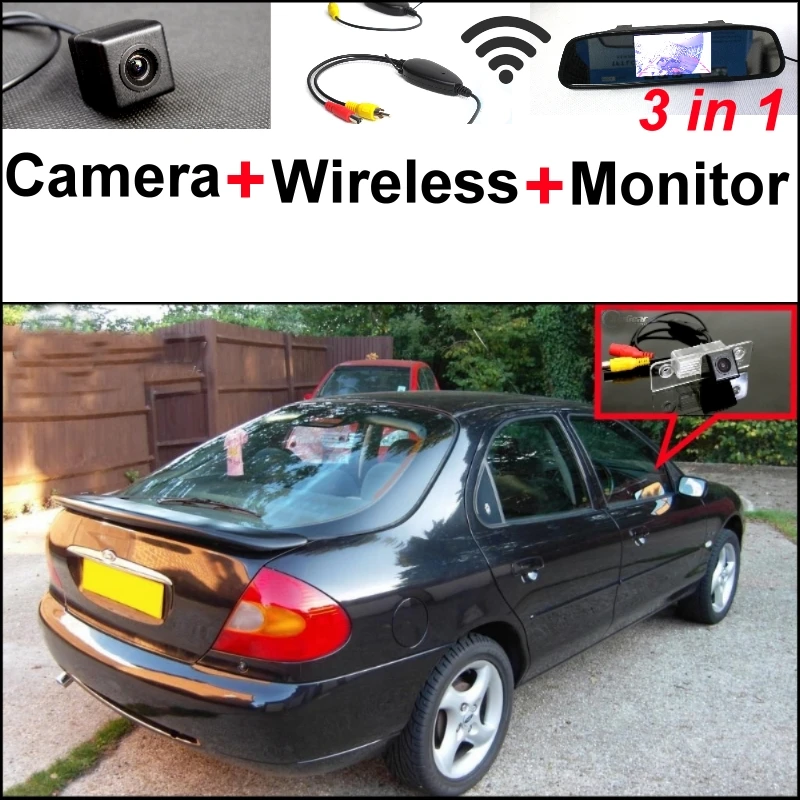 

3 in1 Special Rear View Camera + Wireless Receiver + Mirror Monitor Parking System For Ford For Mondeo 1996~2007