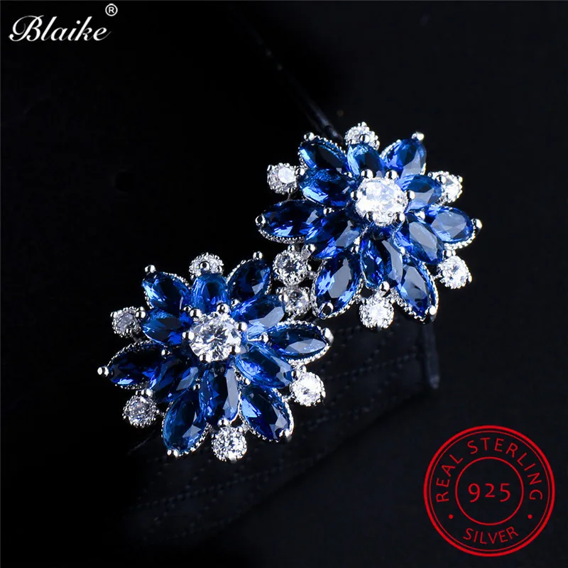 Женские серьги гвоздики со снежинкой Blaike из 100% настоящего серебра 925 пробы с