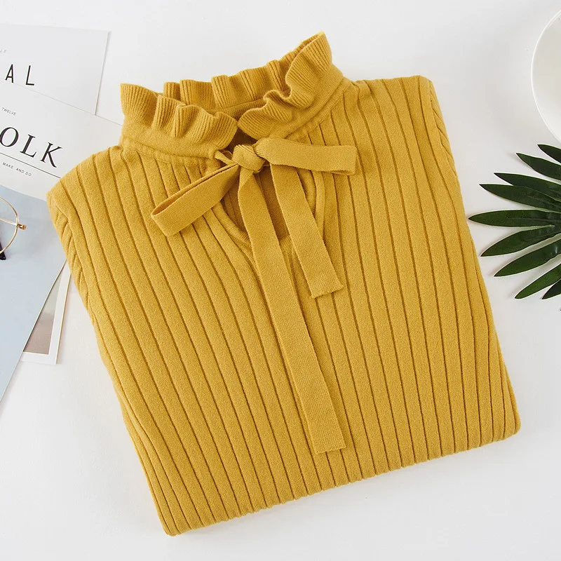 

2019 Spring/Autumn Korean Temperament Ladies Pullover Round Neck Butterfly-Sleeve Sweet Butterfly Bandage Knitted Sweater Top
