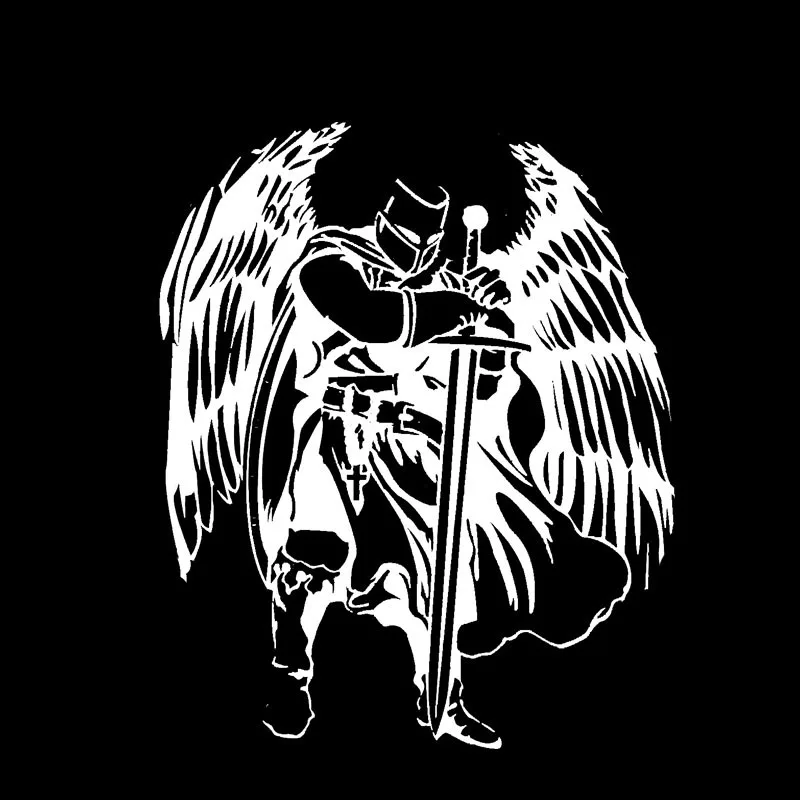 YJZT 12,3*15 см красивый рыцарь-воин Ангел наклейка черный/Серебряный покрывающий тело силуэт автомобиля стикеры виниловые C20-1568