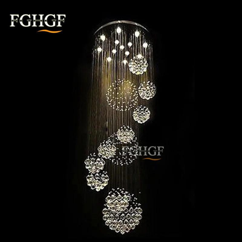 Villa Staircase Lamp Long Living Room Lights Modern Crystal Chandelier LED Lighting Fixture Lustres de cristal Fast Shipping (1)
