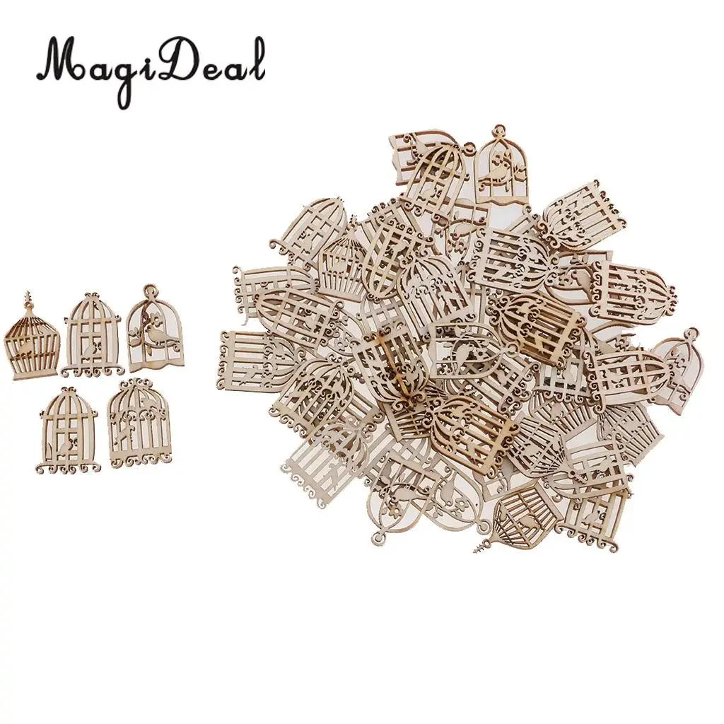 MagiDeal 50 Pieces Mixed Wooden Birdcase Material Wood Embellishment Creative Handworking Activities DIY Craft for Decoration