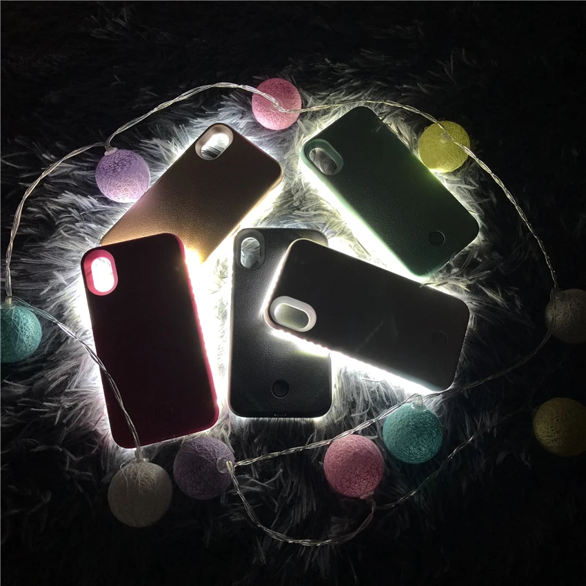 Роскошный светящийся чехол для телефона для iPhone 6, 6s, 7, 8 Plus, X, идеальный селфи светильник, светящийся чехол для samsung S8, S9 plus, чехол