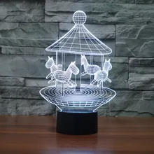 Карусель светодиодный 3d-ночник настольная лампа 3D Оптическая иллюзия визуальная лампа 7 цветов Сенсорная настольная лампа для праздничного подарка
