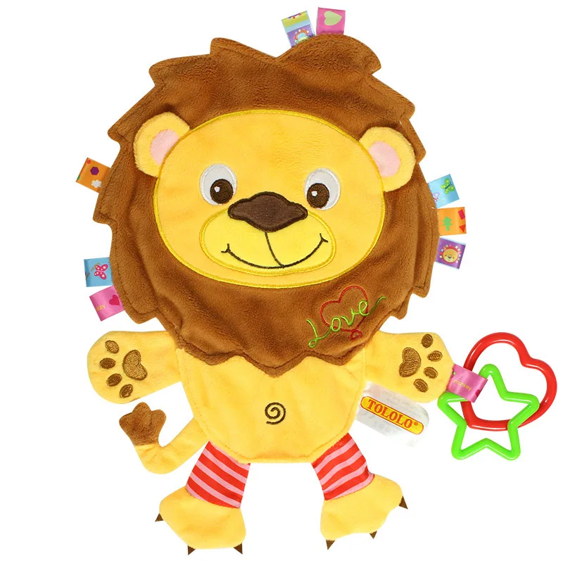 Этикетка Baby Успокаивающая игрушка многоцветный мягкий мультфильм животных комфорт Полотенца укус успокоить Полотенца успокоить новорожденных дышащие плюшевые нагрудники - Цвет: Lion