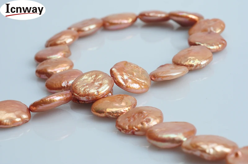 Natural coin champagne freshwater Pearl 10mm For Jewelry Making 15inches DIY necklace bracelet font b earring