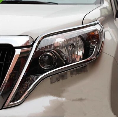 

2016 2017 Chrome Front Head Light Lamp Headlight Cover Trim For Prado FJ150 2014 2015