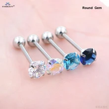 Starbeauty, 1 шт., 1,6x16 мм, большой яркий круглый пирсинг для языка, пирсинг для языка, инкрустированные Кольца для пирсинга, пирсинг для ушей