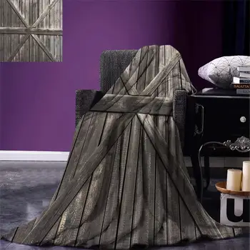 

Blanket Old Wooden Door with Planks Rustic Country Life Themed Architecture Building Doorway Warm Portable Blanket Taupe