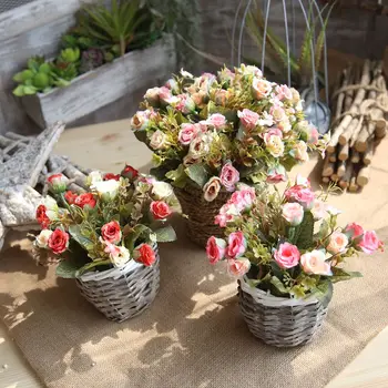 

Wedding Bouquet Artificial flower 1 Bunch 15 Heads Rose Flowers Bouquet Fake Floral Arrange Table Peony Wedding Party 10pcs