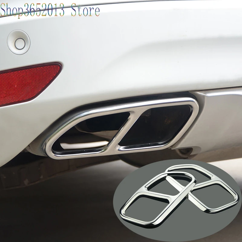 

For Volvo XC60 2014-2017 Stainless Steel Inlet Tail Rear Pipe Tip Muffler Cover trim Car Styling Accessories 2pcs