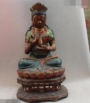 

xd 002884 Tibet Bronze Color Painted Avalokitesvara Kwan-Yin Guan Yin Bodhisattva Buddha