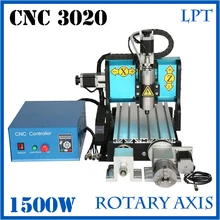 JFT CNC 3020 Router 1500w 4 Axis Paralle Port Water Cooling for Aluminium Metal Stone Wood Carving Screw Cutting Machine