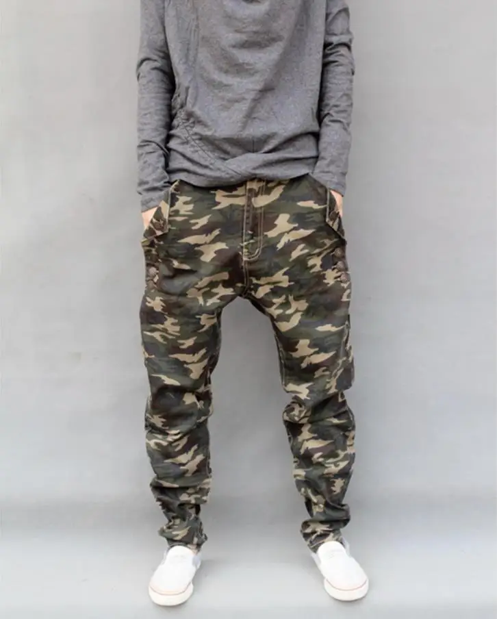 Men Harem Baggy Pants Jeans Camouflage Loose Fit Over sized Casual ...