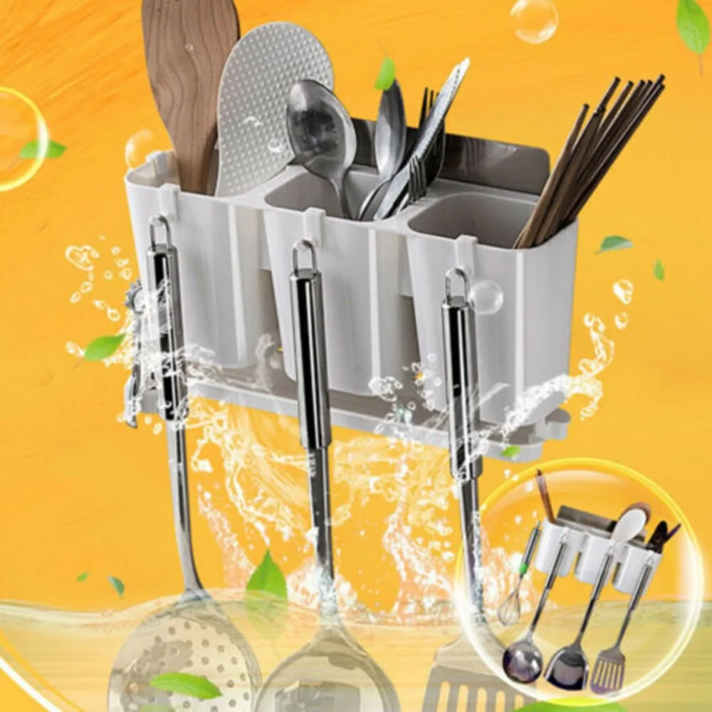 

Kitchen Organizer Tableware Knife Fork Spoon Storage Box Drain Rack Chopsticks Cage Cutlery Kitchen Tools Holder Storage Tool @Q