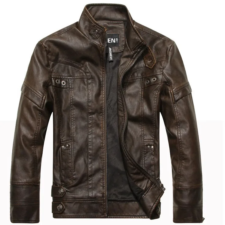 Новое поступление, брендовая мотоциклетная кожаная куртка, мужские кожаные куртки, jaqueta de couro masculina, мужские кожаные пальто - Цвет: brown