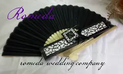 Топ Дизайн Свадебного Подарка черный Шелковый Вентилятор свадьба вентилятор с отличной черной подарочная коробка