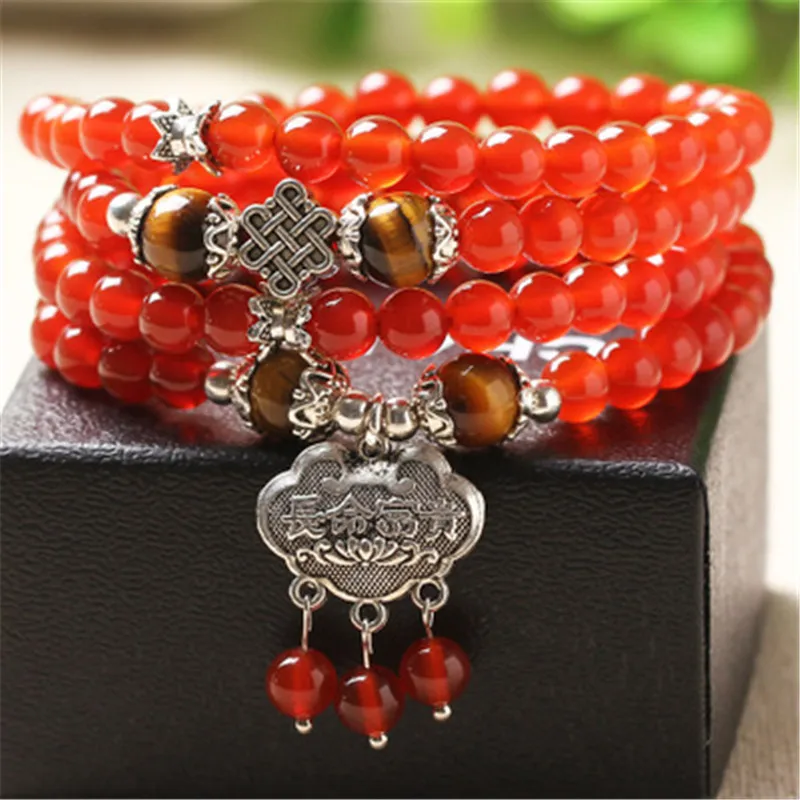 

Natural Stone Red Agate Bracelet Round Bead S925 Silver Tiger Eye Lucky Bangle Men Women Crystal Quartz Jewelry Love Energy Gift