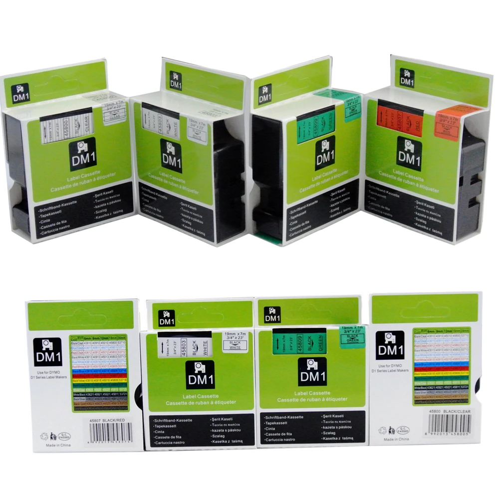 6 stücke Mischen Kompatibel Dymo D1 19mm Label Band 45803 45808 45809 45800 45807 45806 Label Bänder für Dymo label Manager 160 280 210|Drucker-Bänder| -
