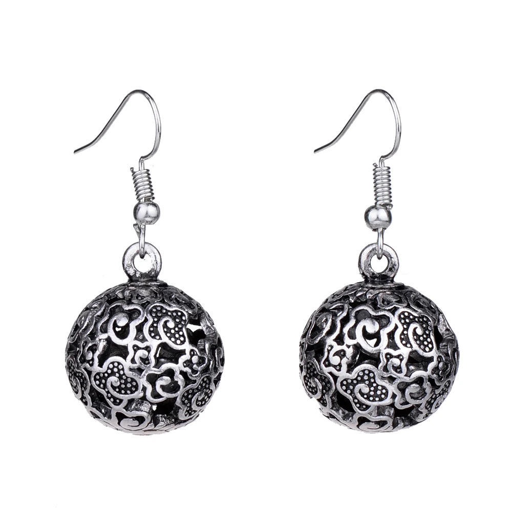 

MYTHIC AGE Unique Retro Vintage Ball Earrings For Women Tibetan Silver Color Hollow Ethnic Chinese Happy Clouds Fashion Jewelry